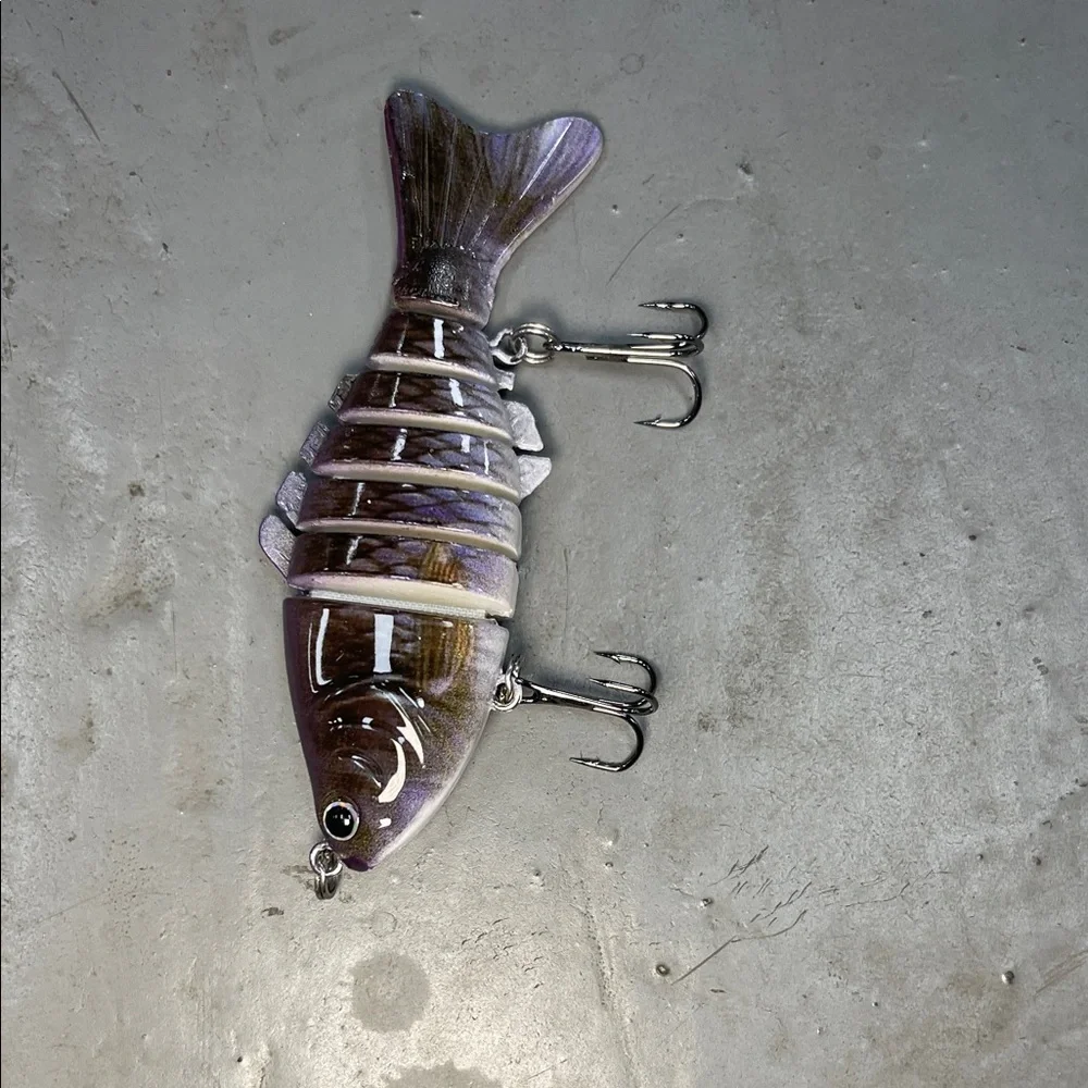 Lifelike Multi-Jointed Fish Lure - Black and Purple